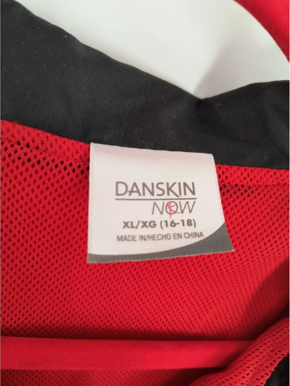 Danskin Now Girls XL (14-16) Windbreaker Red Black 040